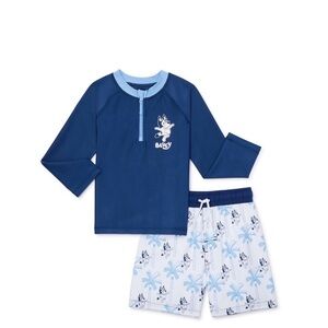 Bluey Toddler Boys 5T Rash Guard Swim Set UPF 50+ NEW